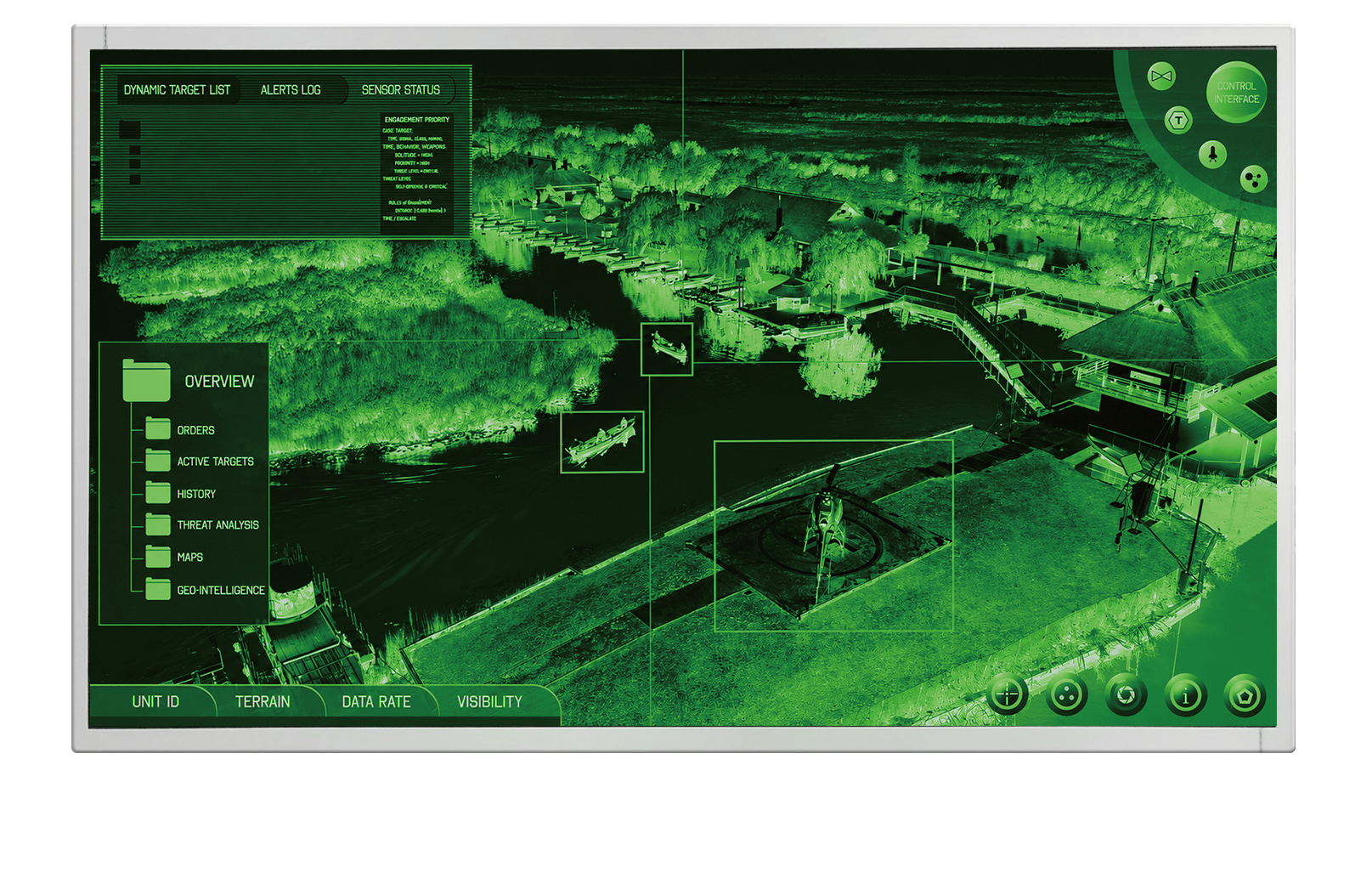 NVIS display with green night-vision interface