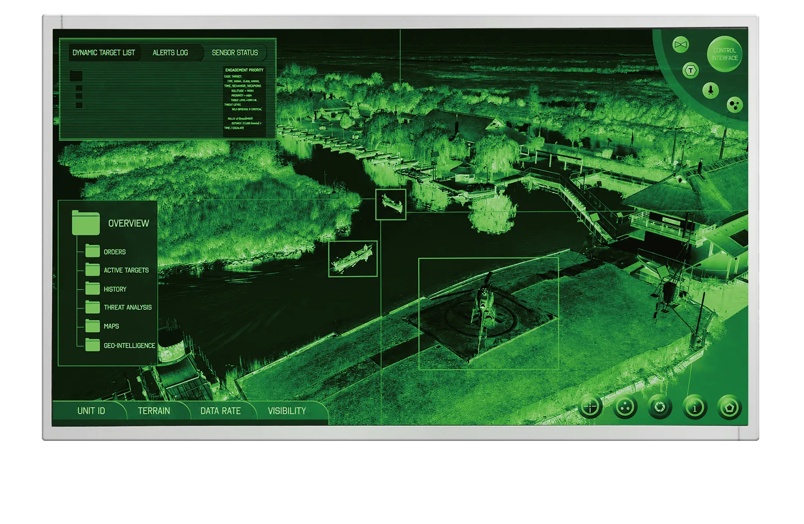 NVIS display with green night-vision interface