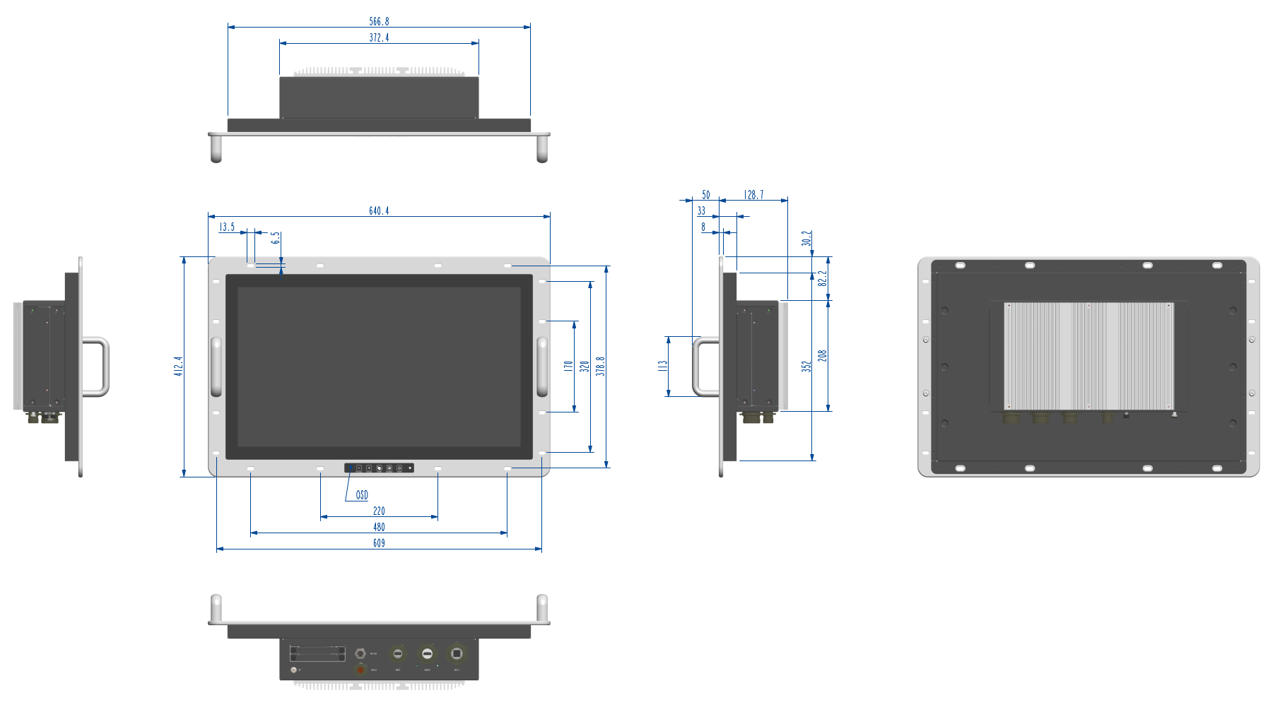LPC-D238 Series Dimension & I/O Connector