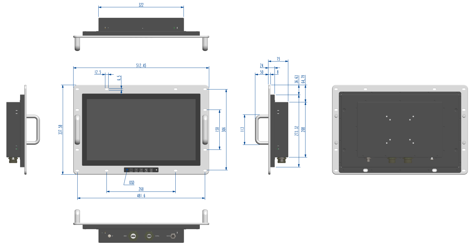 TDM-D185 Series Dimension & I/O Connector